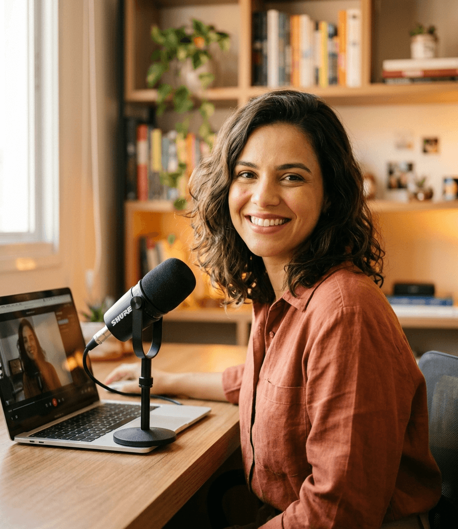 Criador de conteúdo gravando aula online